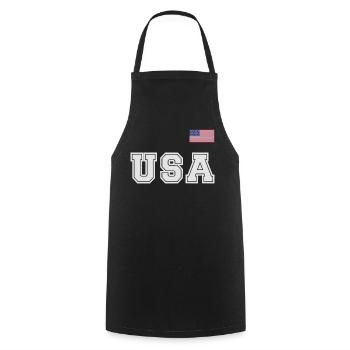 ÉQUIPE Bannière du drapeau américain des États-Unis sur la police - Tablier de cuisine - noir - Devant - AI Model Male 185 dark (185cm)