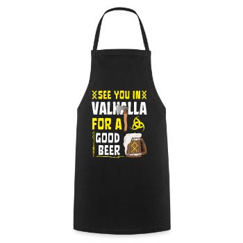 Wir sehen uns in Valhalla Gutes Bier - Kochschürze - Schwarz - Vorne - AI Model Male 185 dark (185cm)