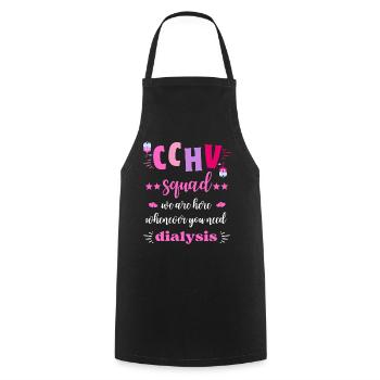 CCHV Squad Dialyse Schwesternteam - Kochschürze - Schwarz - Vorne - AI Model Male 185 dark (185cm)