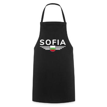 Sofia Design – Proud of Bulgaria's capital - Cooking Apron - black - Front - AI Model Male 185 dark (185cm)