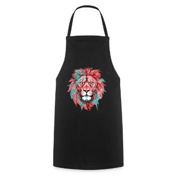 Lion Tête de Lion Coloré Prédateur Coloré Art Animalier - Tablier de cuisine - noir - Devant - AI Model Male 185 dark (185cm)