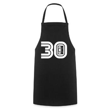 30 Music Fan Retro Cassette Music - Cooking Apron - black - Front - AI Model Male 185 dark (185cm)
