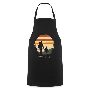 Vater und Sohn Wandern vintage - Kochschürze - Schwarz - Vorne - AI Model Male 185 dark (185cm)
