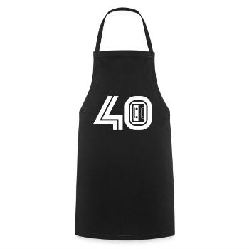 40 Music Fan Retro Cassette Music - Cooking Apron - black - Front - AI Model Male 185 dark (185cm)
