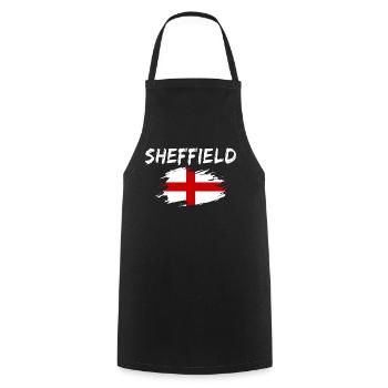 Sheffield, England - Cooking Apron - black - Front - AI Model Male 185 dark (185cm)