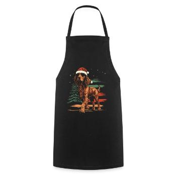Irish Setter with Santa Hat and Sunglasses - Cooking Apron - black - Front - AI Model Male 185 dark (185cm)