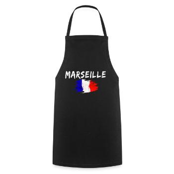 Marseille Frankreich Flagge Stadt Marseille - Kochschürze - Schwarz - Vorne - AI Model Male 185 dark (185cm)