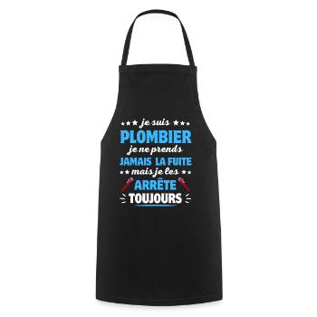 TSHIRT HUMOUR PLOMBIER - Tablier de cuisine - noir - Devant - AI Model Male 185 dark (185cm)