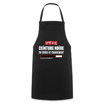 Karate - ceinture noire - Tablier de cuisine - noir - Devant - AI Model Male 185 dark (185cm)