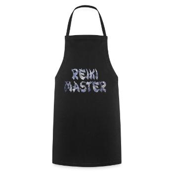reiki master e 44 - Kochschürze - Schwarz - Vorne - AI Model Male 185 dark (185cm)