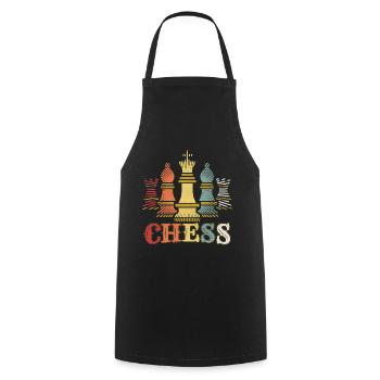 Schach - Kochschürze - Schwarz - Vorne - AI Model Male 185 dark (185cm)