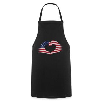 Hände zu Herz geformt USA Flagge - Kochschürze - Schwarz - Vorne - AI Model Male 185 dark (185cm)