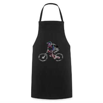 Mountainbike MTB bergab - Kochschürze - Schwarz - Vorne - AI Model Male 185 dark (185cm)