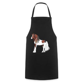 Pretty black-brown-white Tinker draught horse - Cooking Apron - black - Front - AI Model Male 185 dark (185cm)