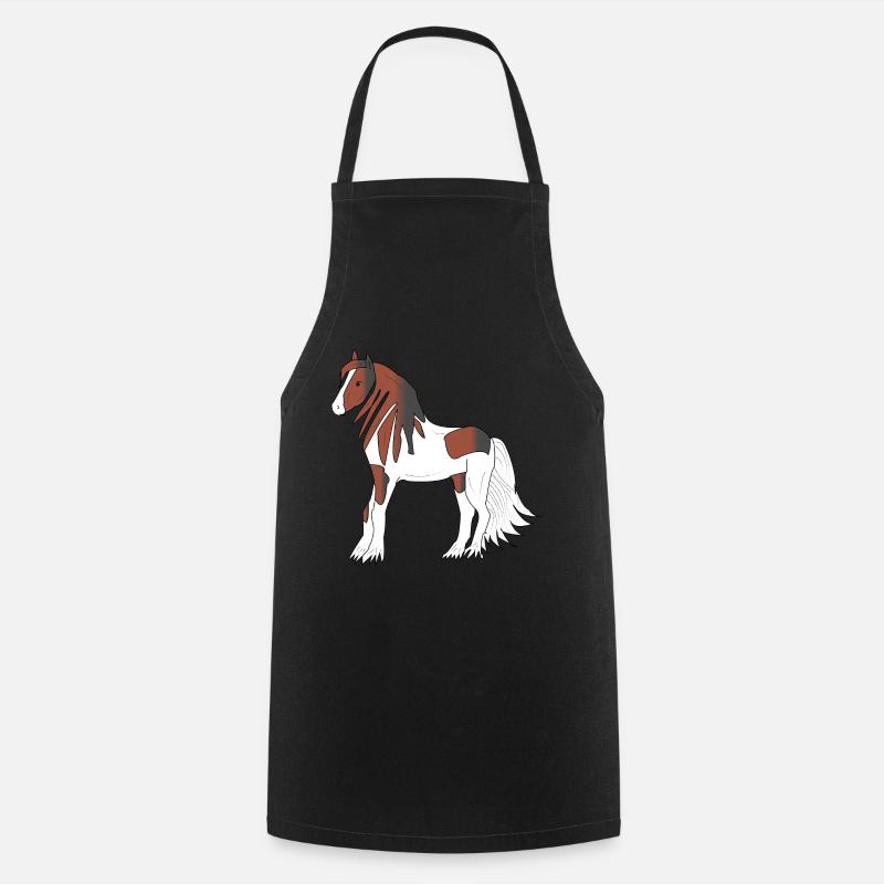 Joli cheval de trait noir-brun-blanc - Tablier de cuisine - noir