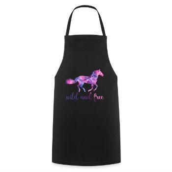 Wild and free - horse, horse - Cooking Apron - black - Front - AI Model Male 185 dark (185cm)