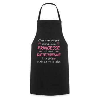 cadeau marrant femme princesse diététicienne - Tablier de cuisine - noir - Devant - AI Model Male 185 dark (185cm)