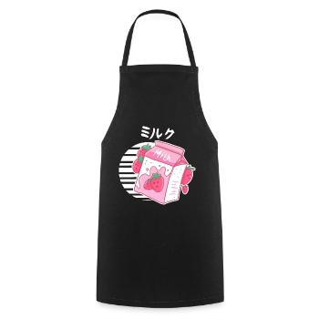 Ästhetische rosa Pastell koreanische - Kochschürze - Schwarz - Vorne - AI Model Male 185 dark (185cm)