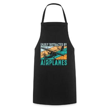 Facilement distrait par le pilote d’aviation Des avions - Tablier de cuisine - noir - Devant - AI Model Male 185 dark (185cm)