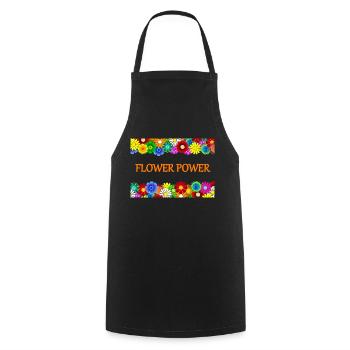 Flower Power - Cooking Apron - black - Front - AI Model Male 185 dark (185cm)