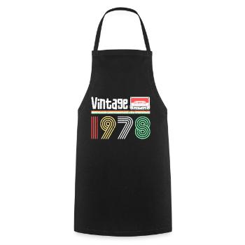 vintage année 1978 - Tablier de cuisine - noir - Devant - AI Model Male 185 dark (185cm)