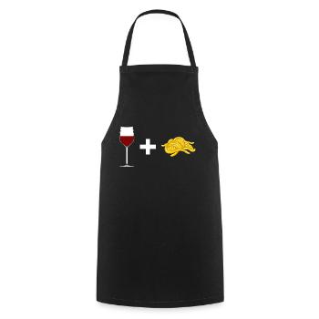Vin Rouge Et pâtes - Tablier de cuisine - noir - Devant - AI Model Male 185 dark (185cm)