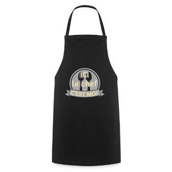 Ici le chef c'est moi - Tablier de cuisine - noir - Devant - AI Model Male 185 dark (185cm)