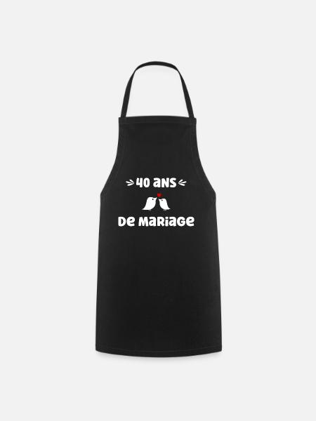 40 ans de mariage - Tablier de cuisine - noir