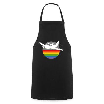 Rainbow Airplane blanc - Tablier de cuisine - noir - Devant - AI Model Male 185 dark (185cm)