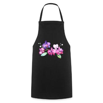 Wunderschöne Tropen Orchideen tropische Blumen - Kochschürze - Schwarz - Vorne - AI Model Male 185 dark (185cm)