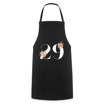 29th Anniversary Flowers (Gift of 29 years) - Cooking Apron - black - Front - AI Model Male 185 dark (185cm)