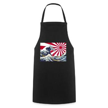 Land of the Rising Sun Japanese Hokusai Wave Art - Cooking Apron - black - Front - AI Model Male 185 dark (185cm)