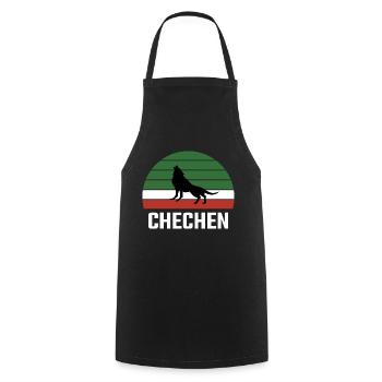 Chechnya Chechen Tschetschenien Borz Wolf Flagge - Kochschürze - Schwarz - Vorne - AI Model Male 185 dark (185cm)