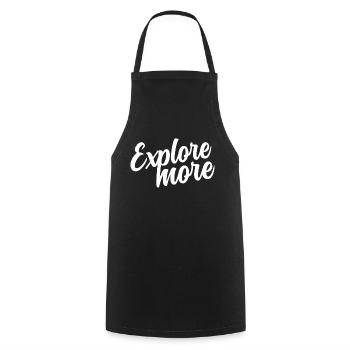 Explore more, outdoor, wildlife text quote - Cooking Apron - black - Front - AI Model Male 185 dark (185cm)
