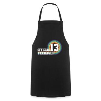 Adolescent officiel 13, cadeau cool 13e anniversaire - Tablier de cuisine - noir - Devant - AI Model Male 185 dark (185cm)