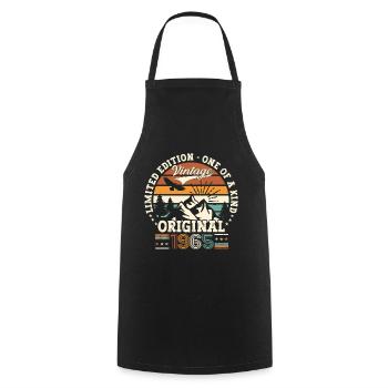 Cadeau original vintage 1965 57ème anniversaire - Tablier de cuisine - noir - Devant - AI Model Male 185 dark (185cm)