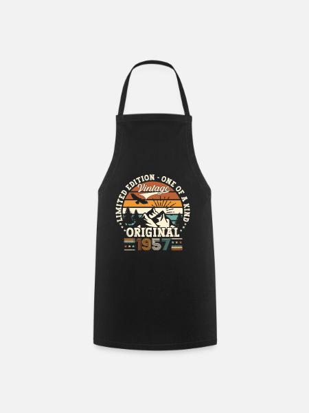 Original vintage 1957 65th birthday gift - Cooking Apron - black