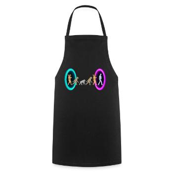 Evolution through portals - Cooking Apron - black - Front - AI Model Male 185 dark (185cm)