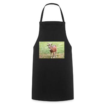 Goat (Ziege, Capra) brown and white - Cooking Apron - black - Front - AI Model Male 185 dark (185cm)