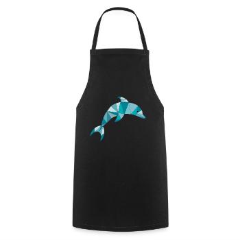 delfin gruen - Kochschürze - Schwarz - Vorne - AI Model Male 185 dark (185cm)
