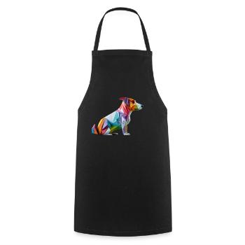 Moderne Farbenfrohe Origami Hund Corgi - Kochschürze - Schwarz - Vorne - AI Model Male 185 dark (185cm)