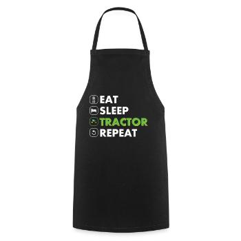 Tracteur manger dormir répéter blanc - Tablier de cuisine - noir - Devant - AI Model Male 185 dark (185cm)