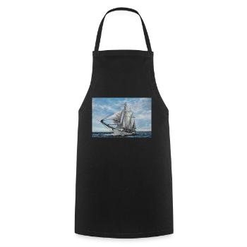 Ocean View: The Beauty of the Sea and Boats - Cooking Apron - black - Front - AI Model Male 185 dark (185cm)