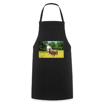 Haflinger im Raps - Kochschürze - Schwarz - Vorne - AI Model Male 185 dark (185cm)