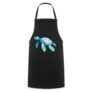 Beautiful sea turtle in blue - Cooking Apron - black - Front - AI Model Male 185 dark (185cm)