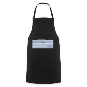 Grande croix noire sur un champ en hiver - Tablier de cuisine - noir - Devant - AI Model Male 185 dark (185cm)