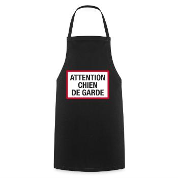 Attention chien de garde ! - Tablier de cuisine - noir - Devant - AI Model Male 185 dark (185cm)