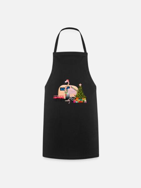 christmas santa claus flamingo - Cooking Apron - black