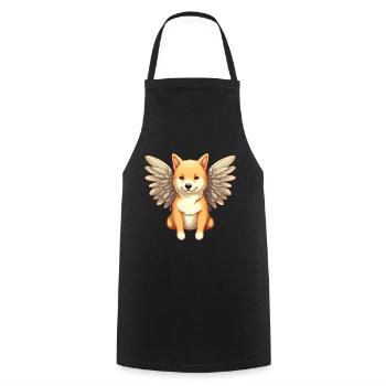 Shiba Inu Angel - Design with wings - Cooking Apron - black - Front - AI Model Male 185 dark (185cm)