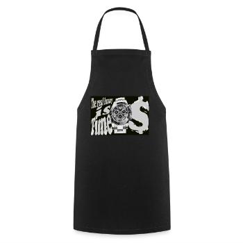 The real luxury is time - Cooking Apron - black - Front - AI Model Male 185 dark (185cm)